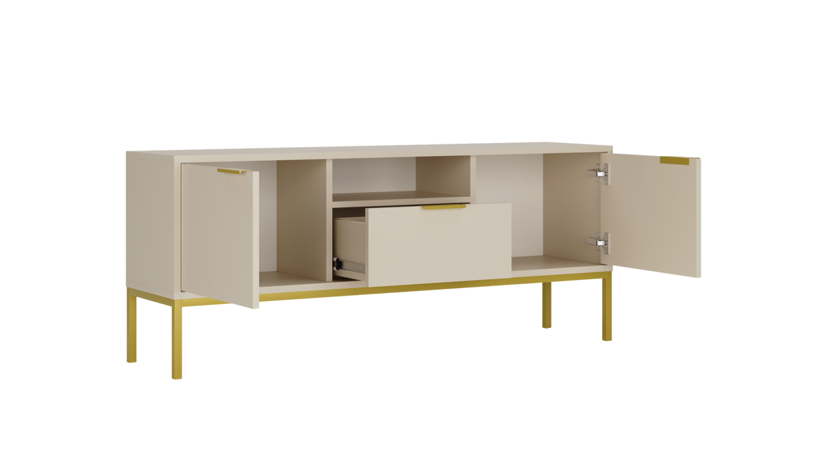 LOWBOARD Austin 33/56,4/135 cm - Kaschmir/Goldfarben, Holzwerkstoff (33/56/135cm) - RAUMHIRSCH FURNITURE