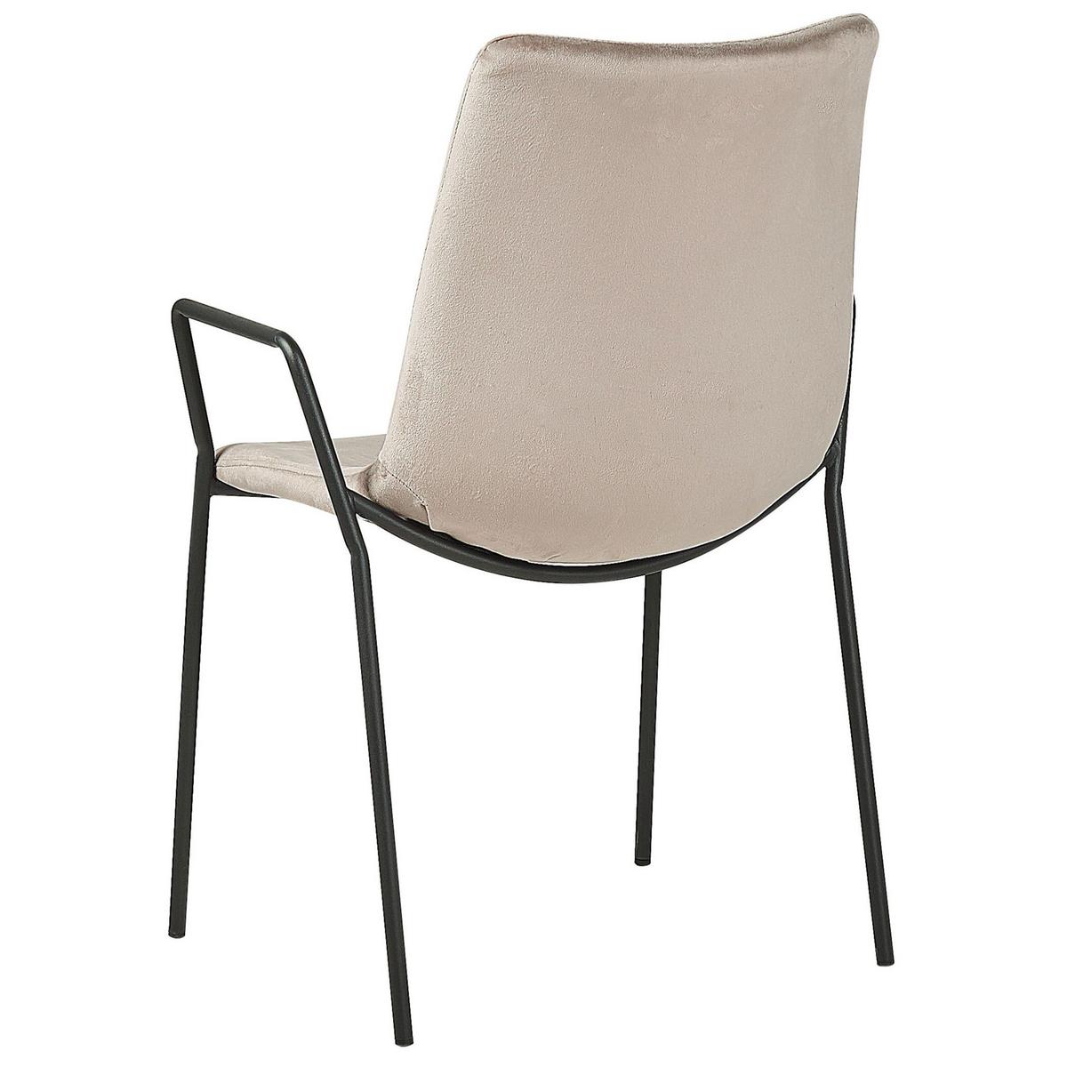 ESSZIMMERSTUHL 2er-Set Samtstoff Beige Jefferson - Beige, Textil/Metall (57/87/60cm) - Beliani