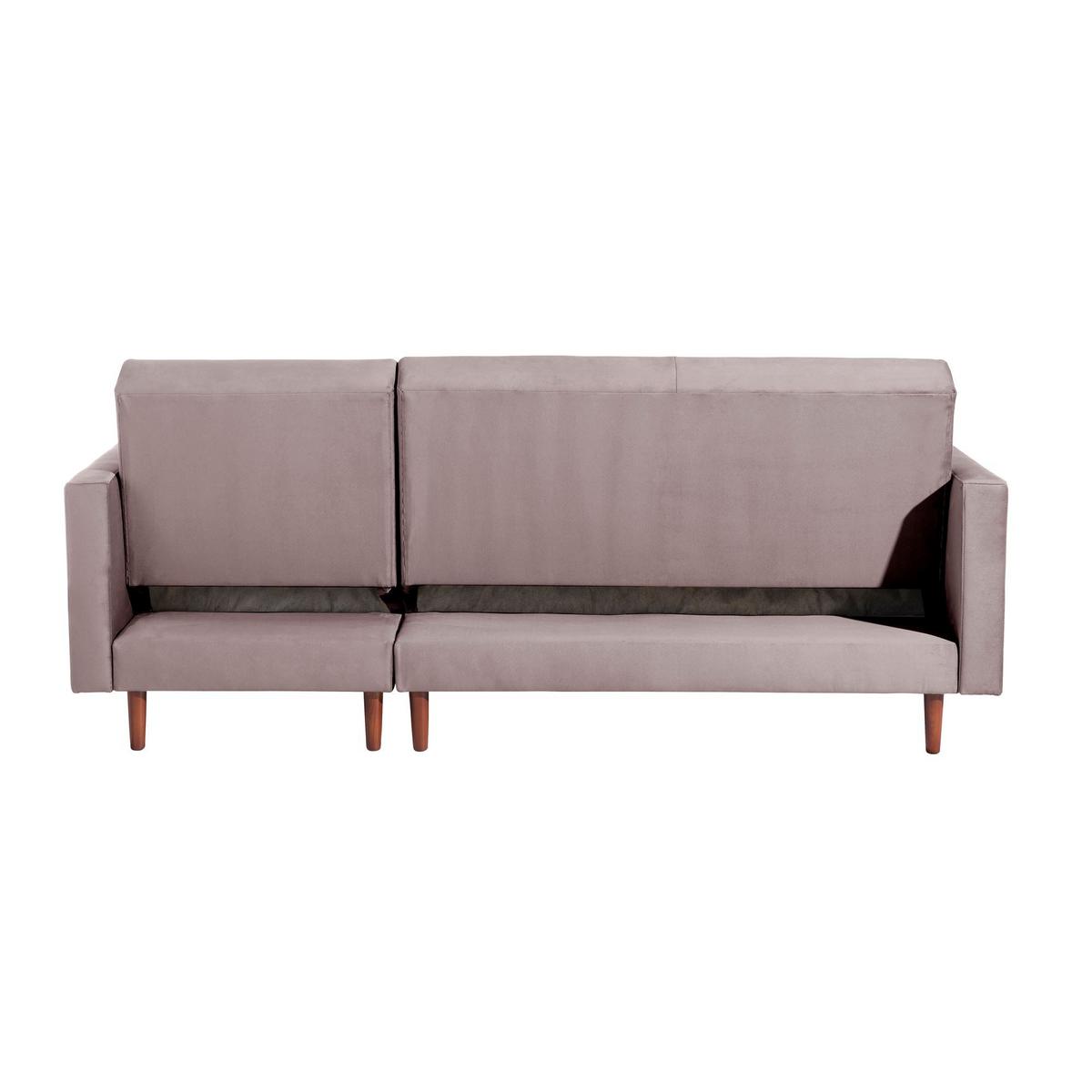 FUNKTIONSSOFA mit Hocker Katunia Samtvelours rosé - Rosa, Kunststoff (222/92/144cm) - 58aufmkessel