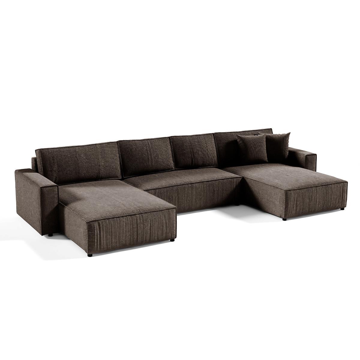 PANORAMASOFA Isaac 5 Sitzplätze Braun - Braun, Holzwerkstoff (398/85/185cm) - Petits-meubles