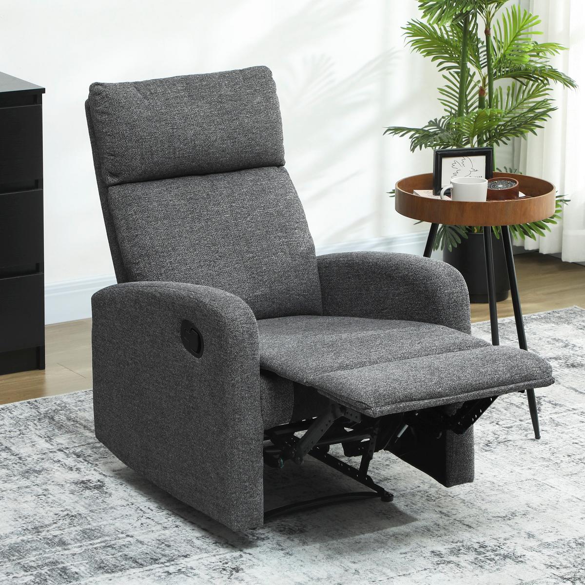 RELAXSESSEL Polyester Grau - Grau, Textil/Metall (63/98/91cm) - HOMCOM