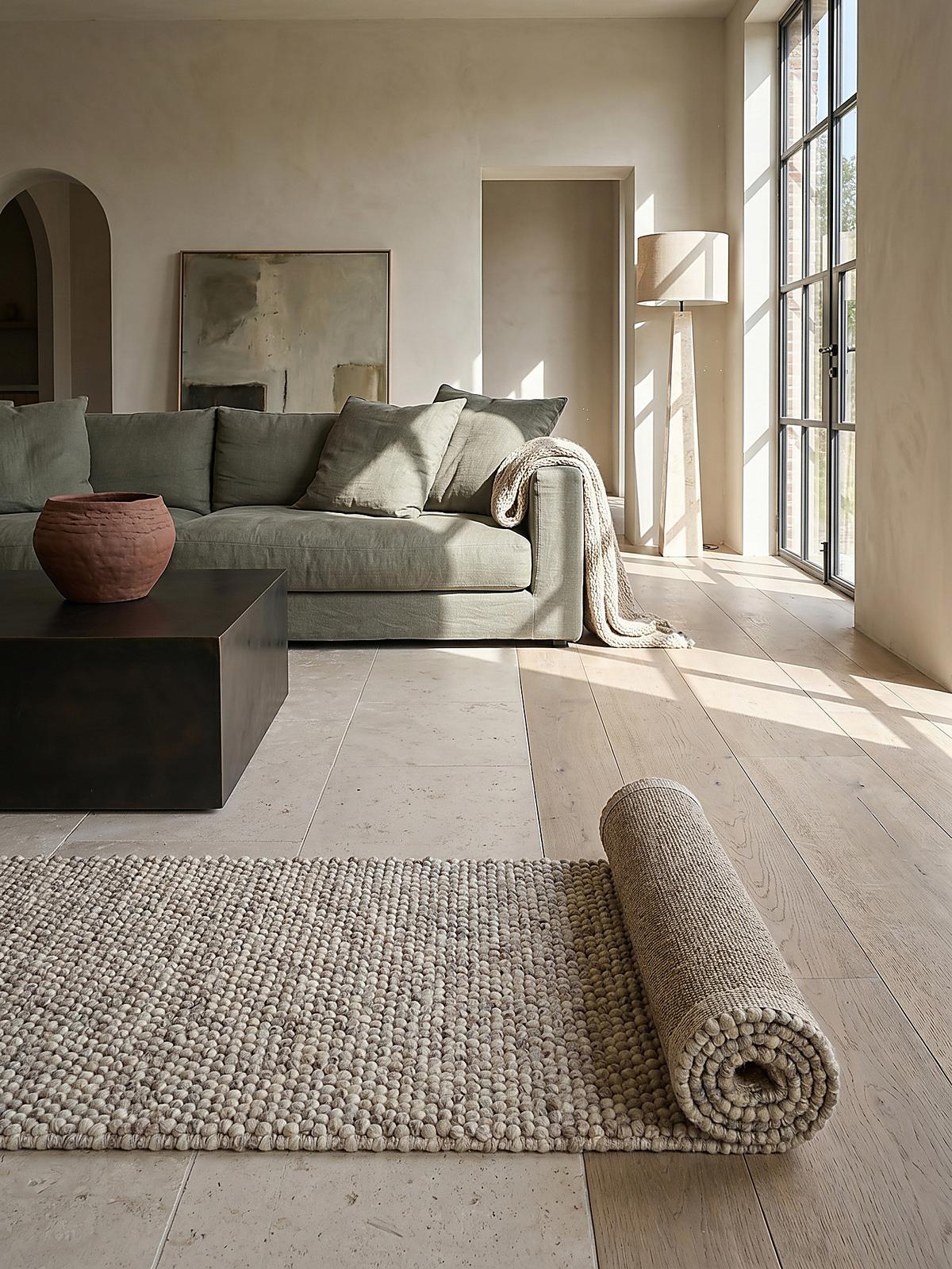 WOLLTEPPICH handgewebt MEDWAY, einfarbig, Beige, 60 x 230 cm - Beige, Textil (230/60cm) - KADIMA DESIGN