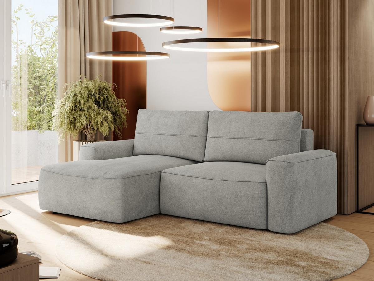 ECKSOFA BELLUNO L Hellgrau Strukture - Links - Hellgrau/Schwarz, Textil (144/233cm) - MKS