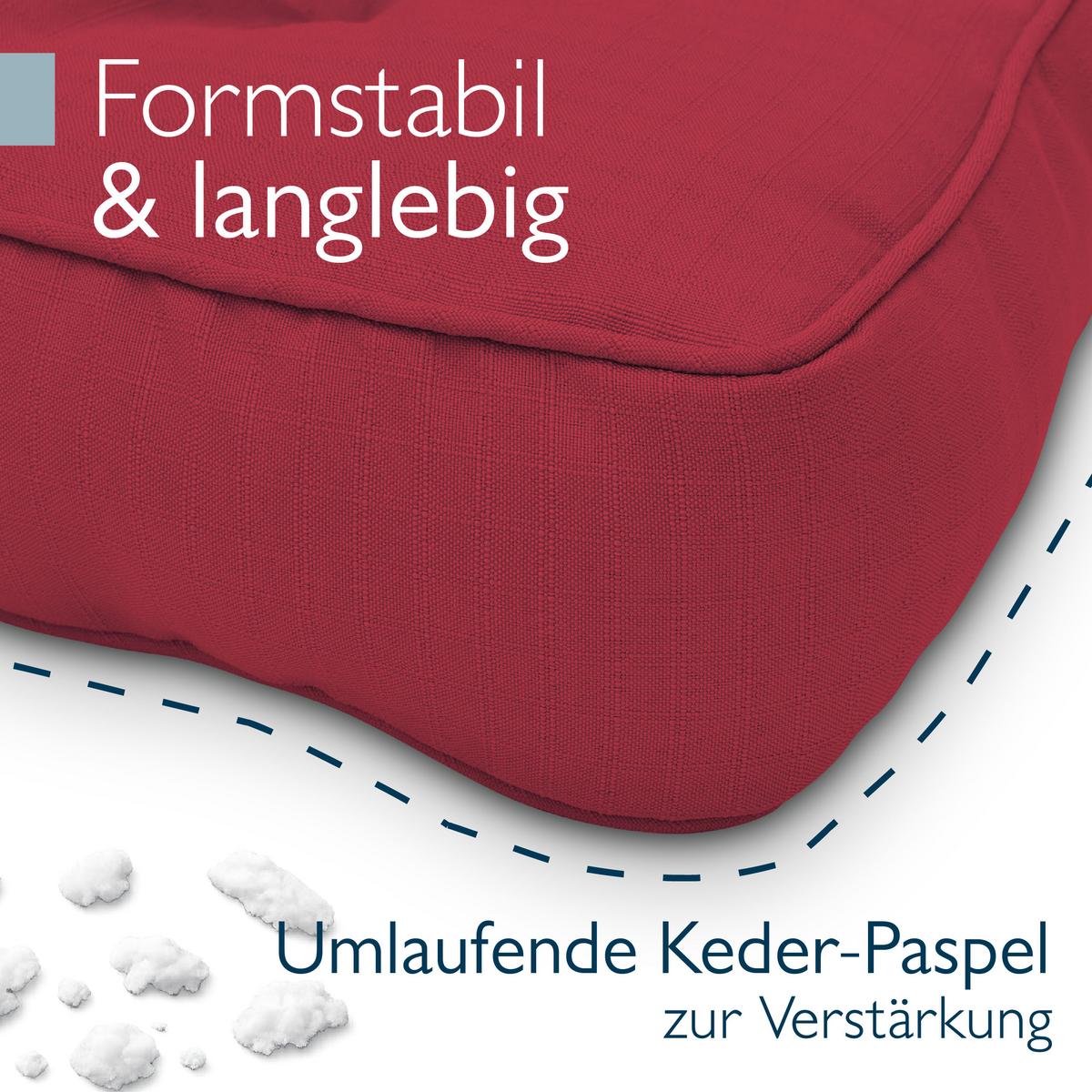 LOUNGEKISSEN Xluna Sitz 40x40x10cm mit Rücken 50x40x12cm Rot (2tlg) - Rot, Textil (40/50cm) - Beautissu 