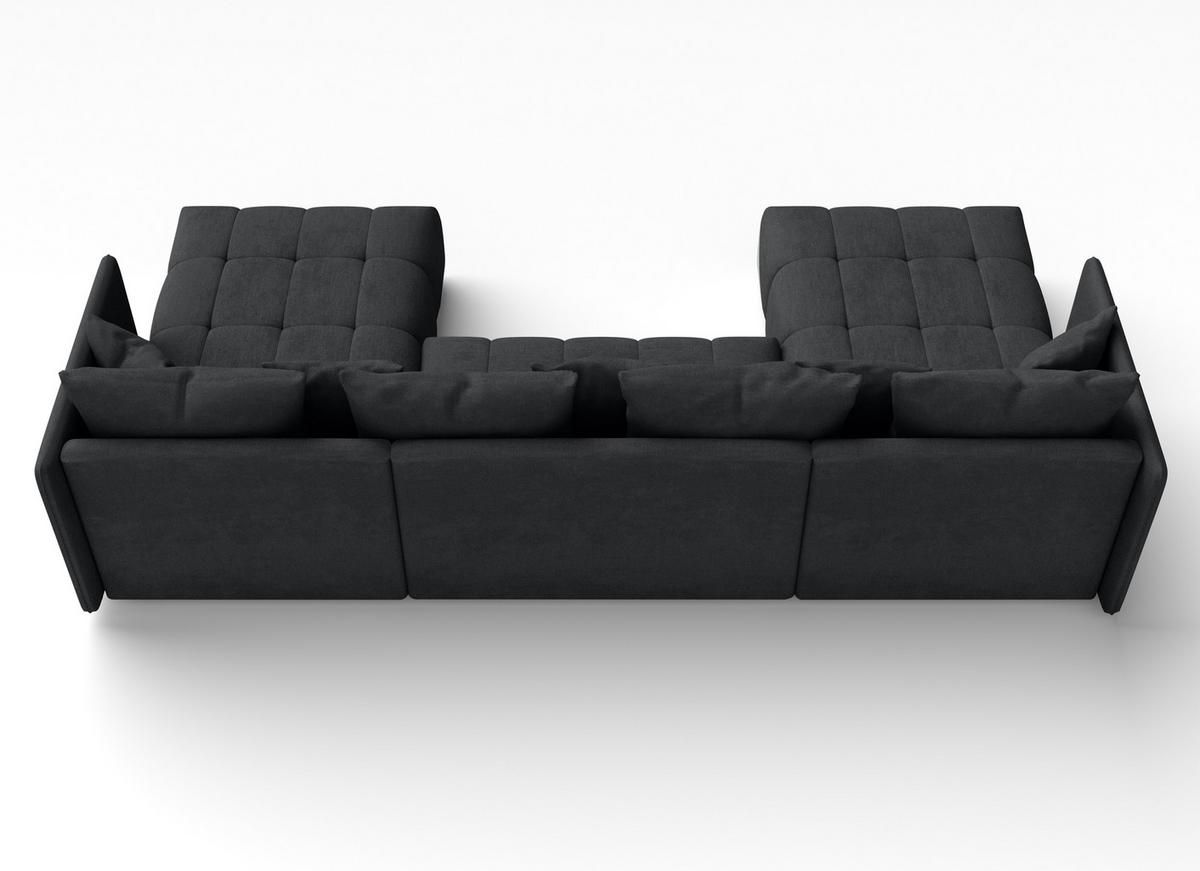 WOHNLANDSCHAFT Veliro U Dunkelgrau 353/180/83 cm mit Schlaffunktion und Bettkasten - Schwarz/Grau, Kunststoff/Textil (353/83/180cm) - AX Living