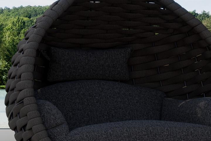 Hängesessel Dunkelgrau Geflecht Rattanoptik inkl. Kissen Bezug abnehmbar und waschbar Outdoorstoff