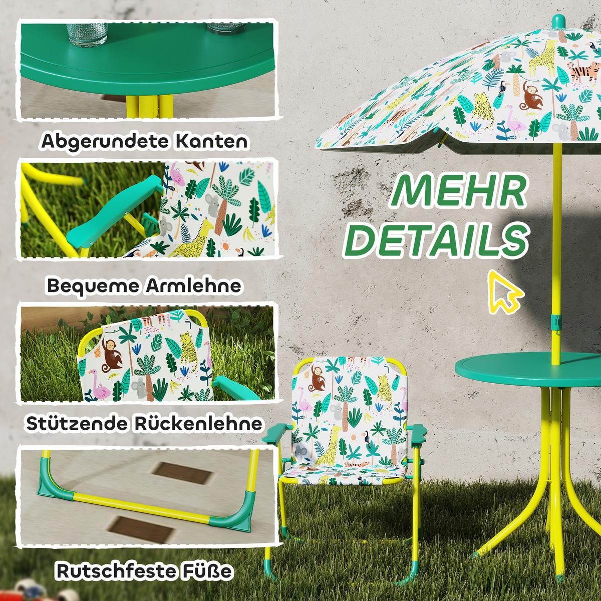 KINDER-GARTENMÖBEL Stahl Kunststoff Grün - Grün, Textil/Metall - AIYAPLAY