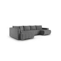 WOHNLANDSCHAFT Armanda - Dunkelgrau, Holzwerkstoff/Textil (392/83/185cm) - Fun Möbel