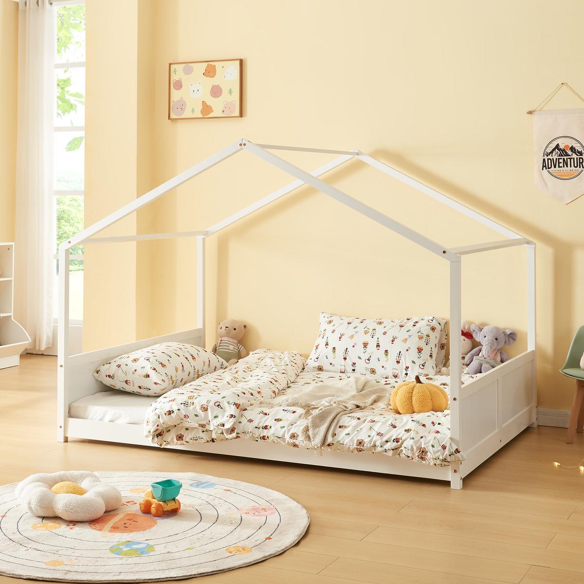 KINDERBETT Simo - Weiß, Holz (140/200cm) - [en.casa]