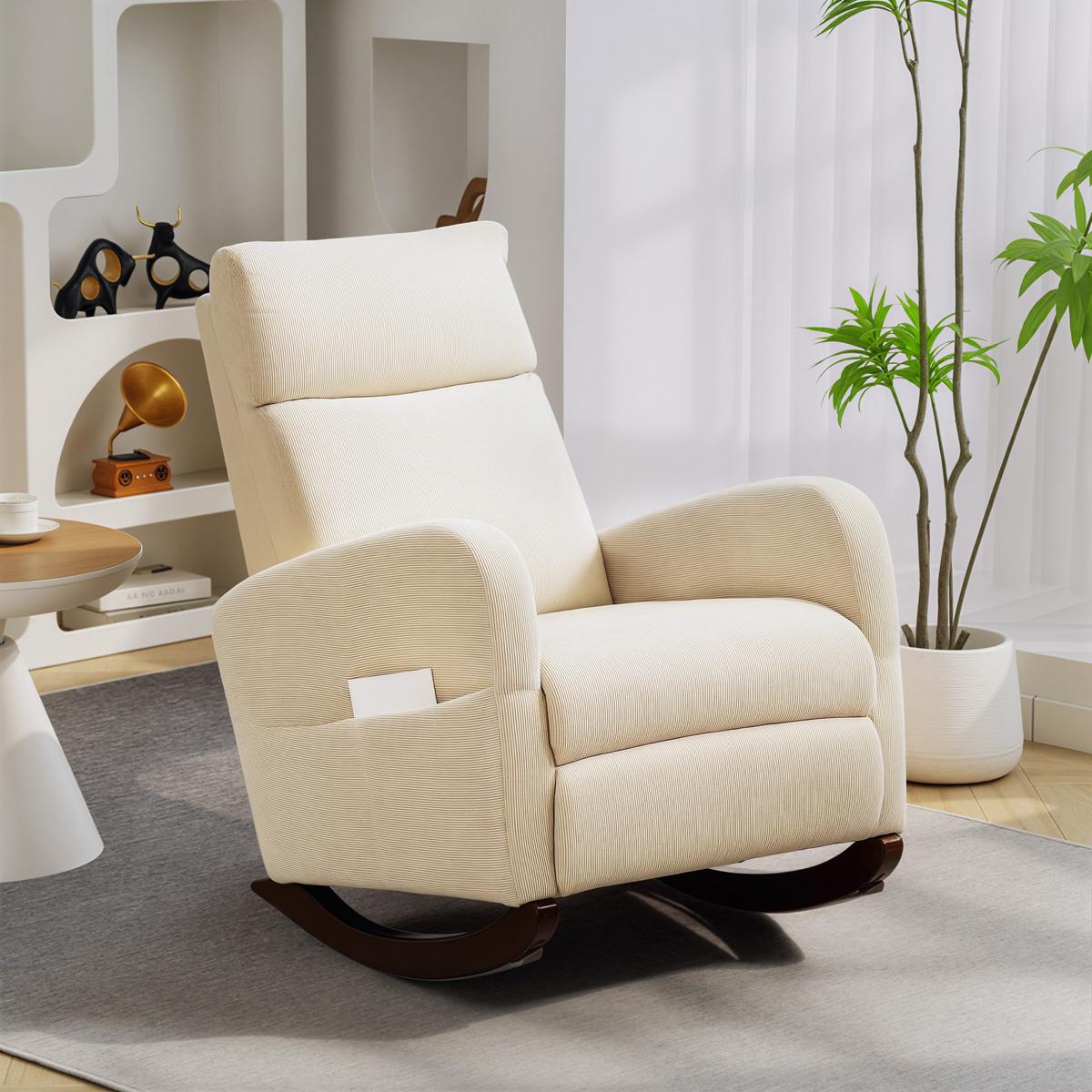 SCHAUKELSTUHL Polyester Beige - Beige/Naturfarben, Holz/Textil (67/105/94cm) - HOMCOM