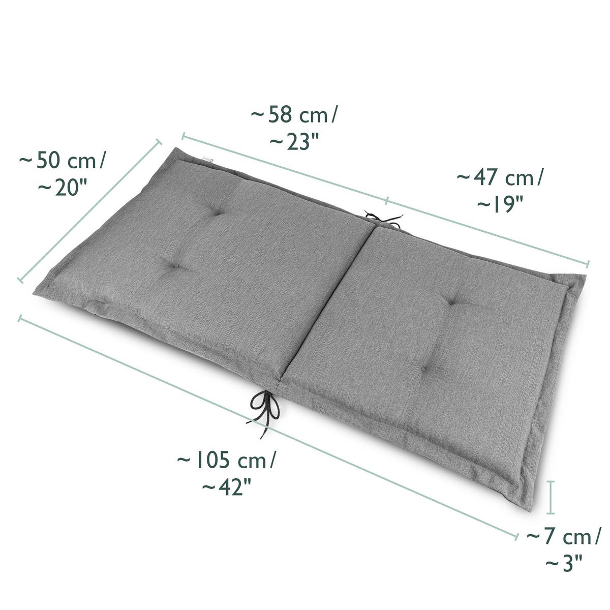NIEDERLEHNERAUFLAGE HighLux NL 105/50/7cm Hellgrau 4tlg - Hellgrau, Textil (50/7/105cm) - Beautissu 