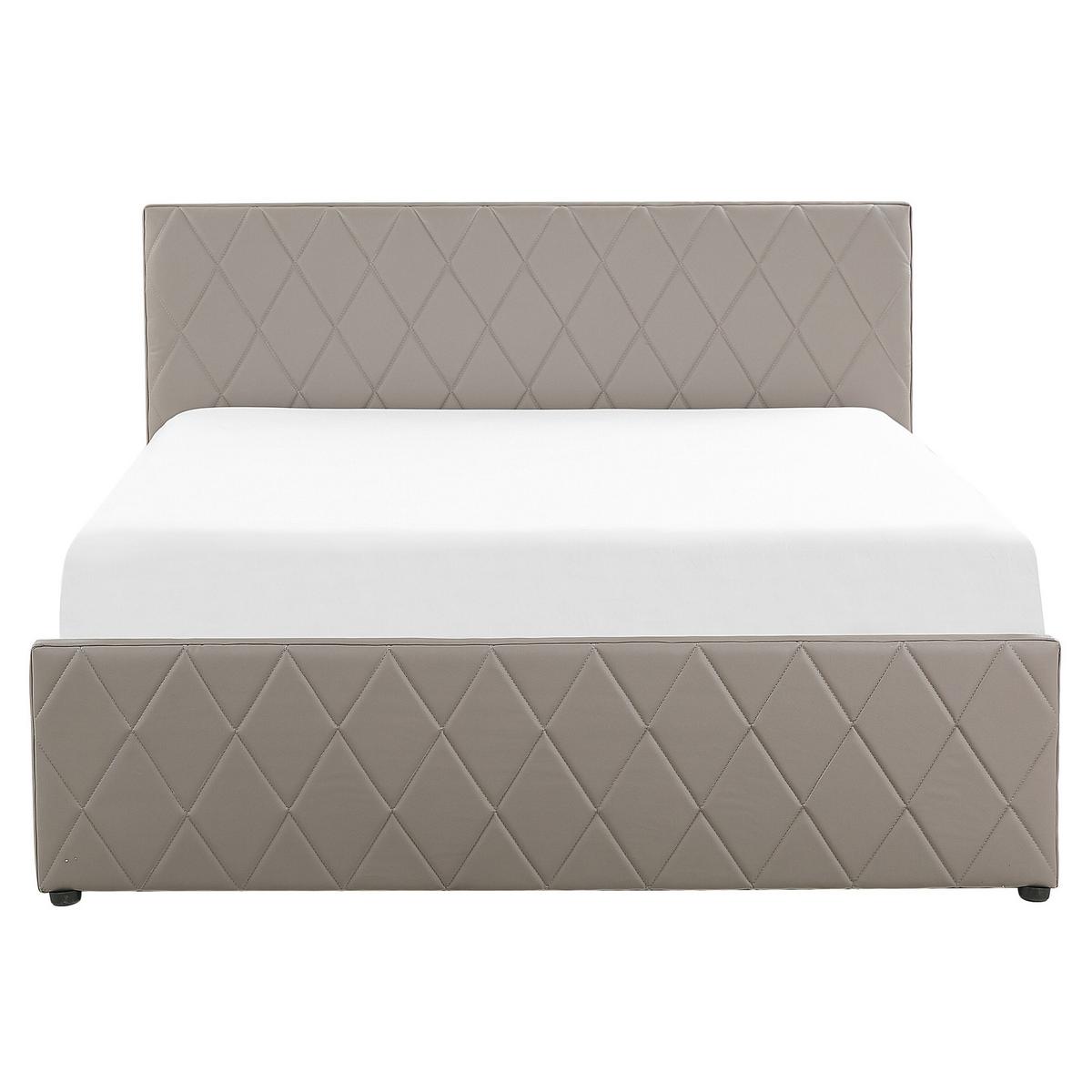 BETT mit Stauraum 160x200 cm Grau Rochefort - Taupe, Kunststoff (160/200cm) - Beliani