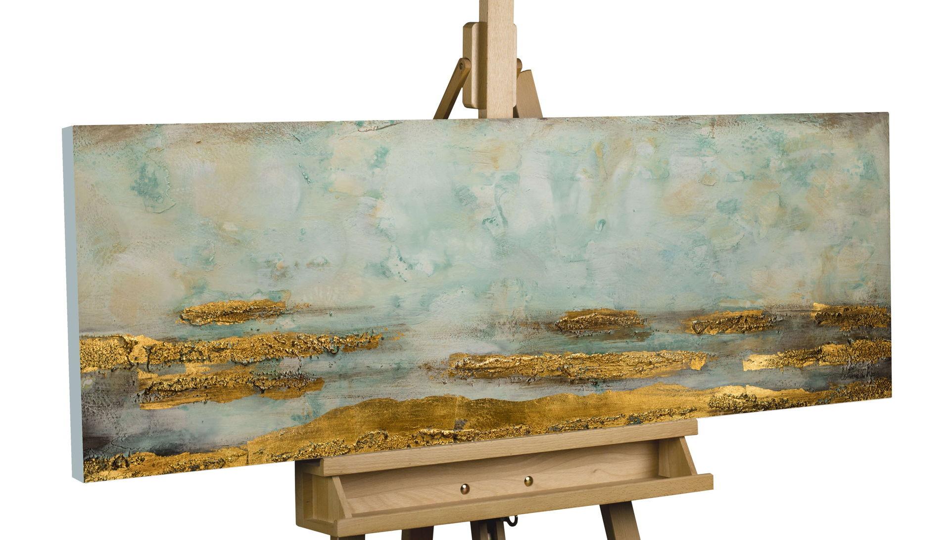 ACRYLBILD HANDGEMALT 120/40 cm - Blau, Holz/Textil (120/40cm) - KUNSTLOFT