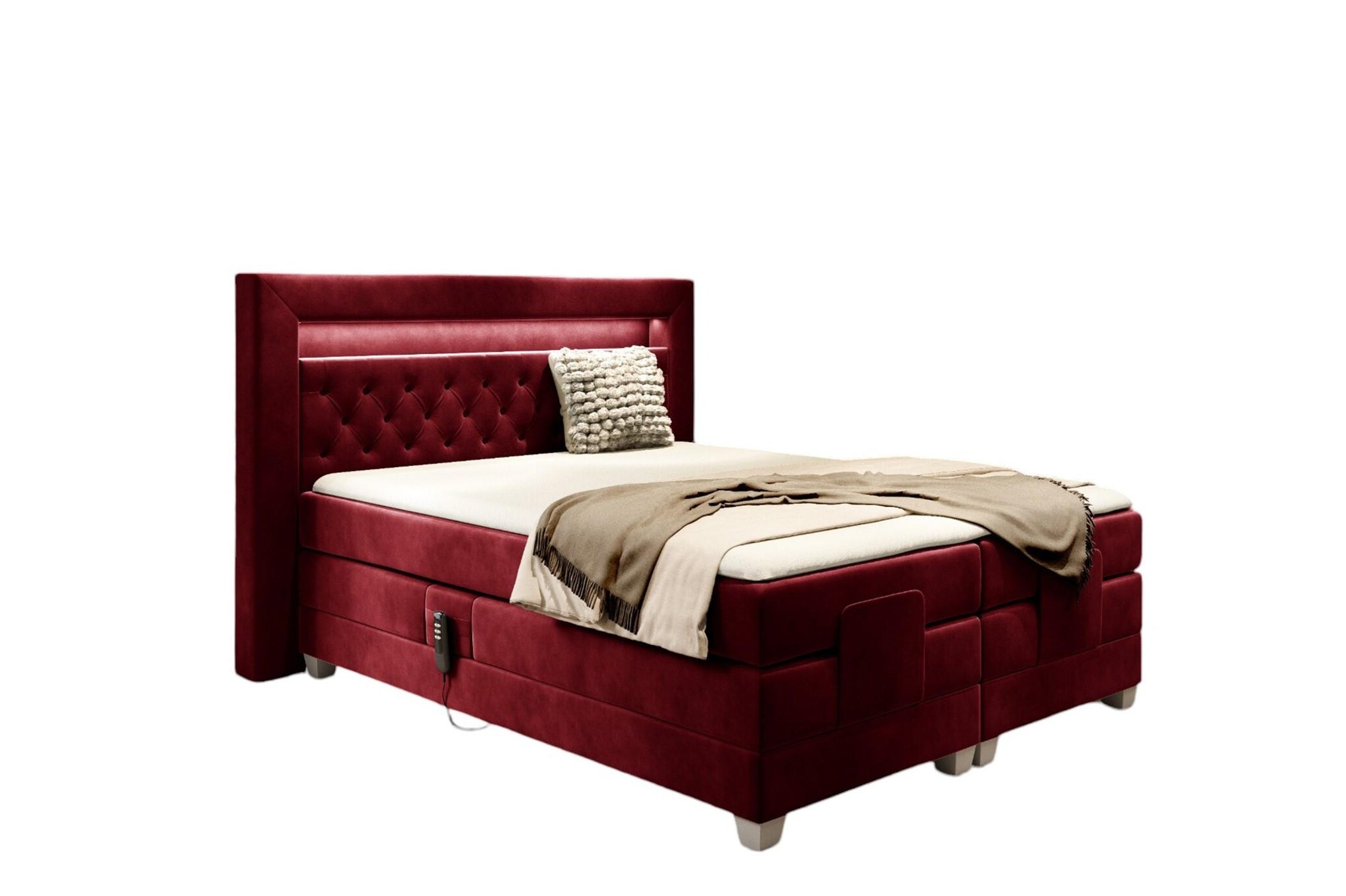 BOXSPRINGBETT Bett Elektrisch Armando - Rot, Holzwerkstoff/Textil (180/200cm) - Fun Möbel