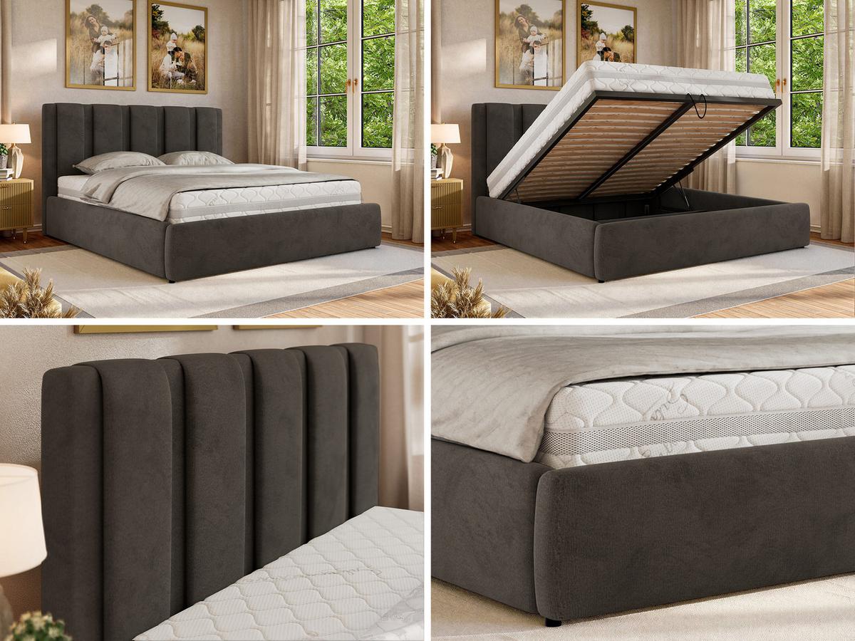 POLSTERBETT SAVINO CLASSIC 200/200 - Dunkelgrau Velvet - Multipocket-Matratze - Dunkelgrau, Textil (200/200cm) - MKS