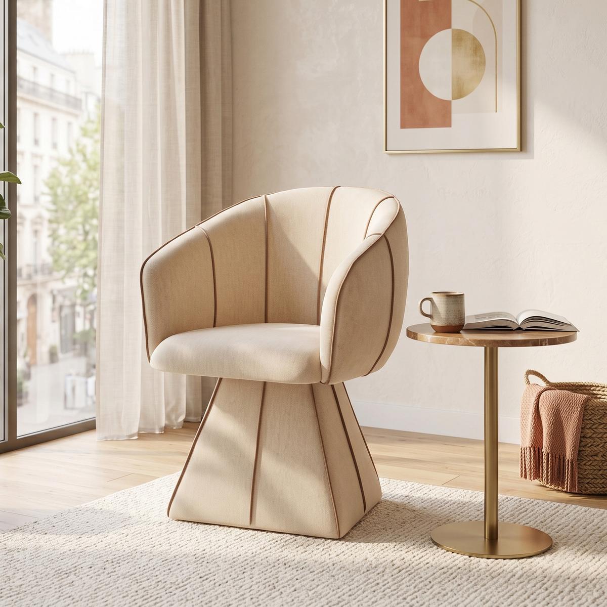 DREHSTUHL 360° Chenille Ergonomischer Sessel Wohnzimmer & Schlafzimmer - Sahara, Textil (56/74.5/54cm) - Urban Meuble