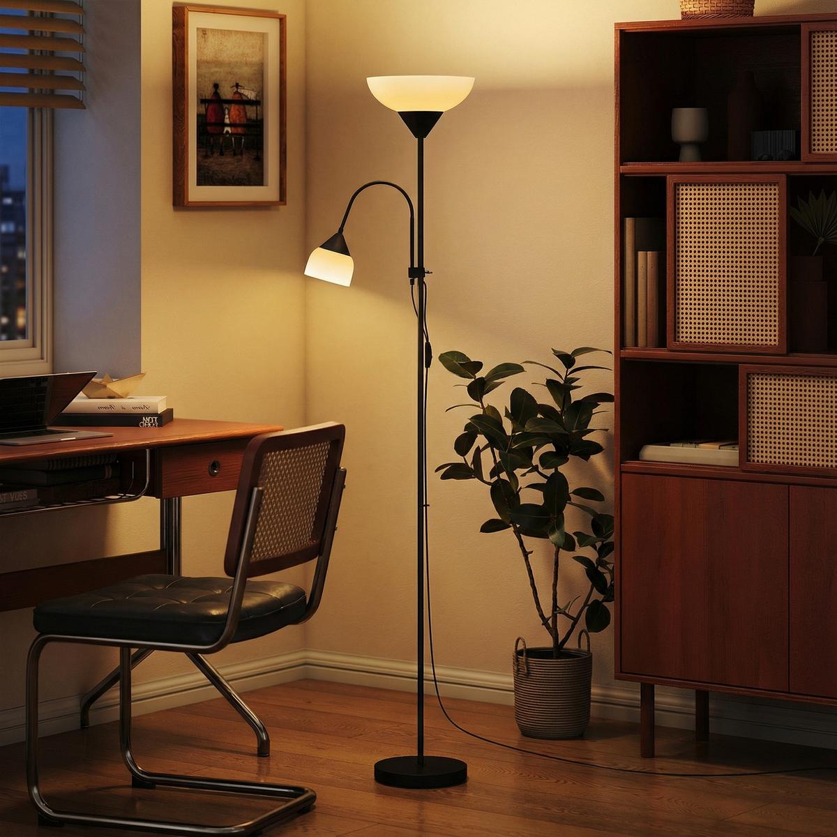 STEHLAMPE aus Metall & Kunststoff Schwarz - Schwarz, Metall (28/28/179.5cm) - HOMCOM