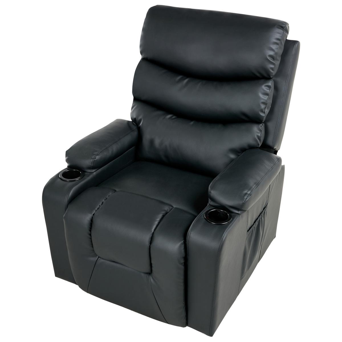 ELEKTRISCHER-FERNSEHSESSEL Kunstleder Schwarz Eter - Schwarz, Kunststoff (79/105/91cm) - Beliani