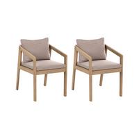 STUHL 2er-Set und Sitzkissen zertifiziertes Akazienholz Hellbraun Toscanella - Hellbraun/Beige, Holz (53/83/67cm) - Beliani