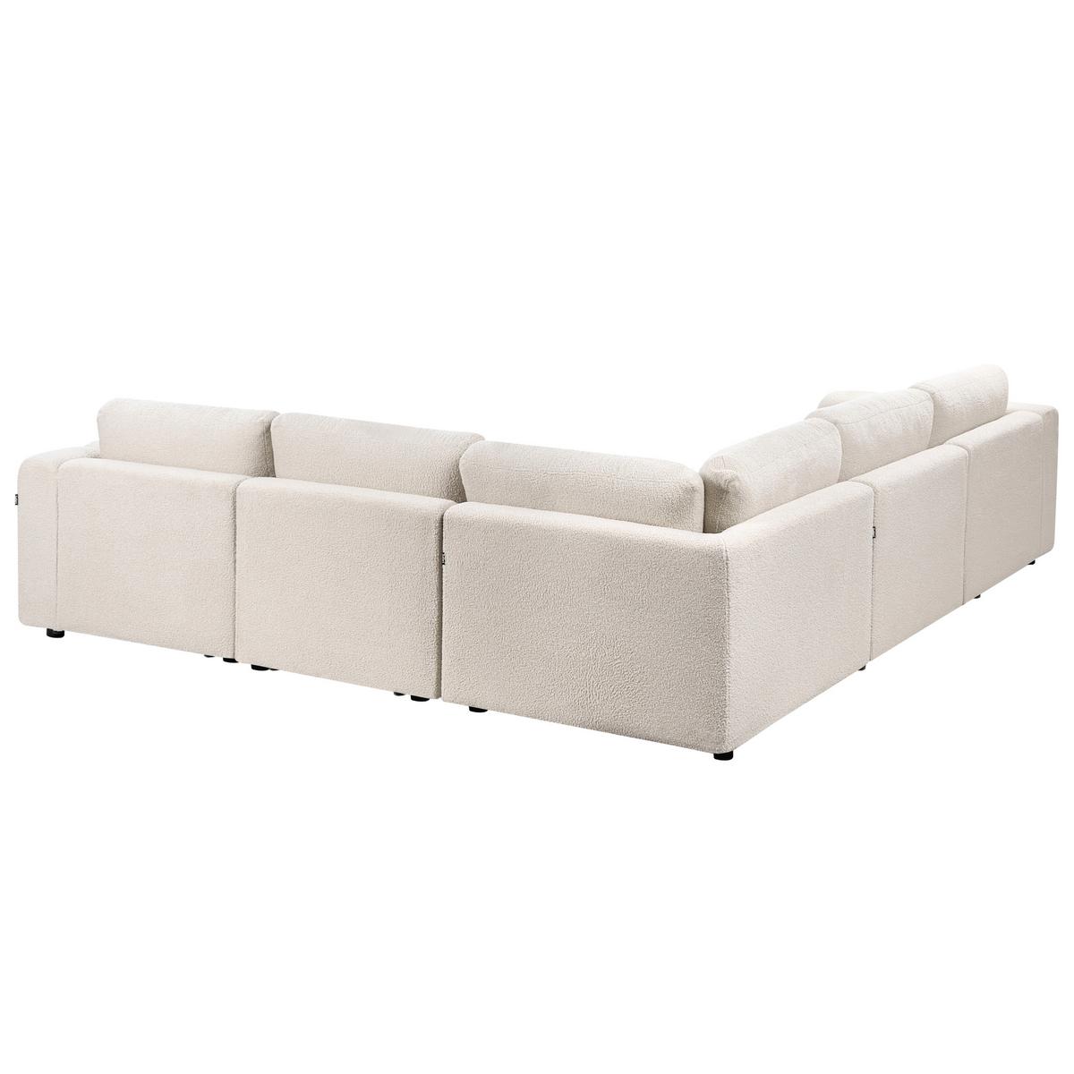 ECKSOFA Modul 5-Sitzer Bouclé Cremeweiß linksseitig Kivvik - Creme, Textil (287/100cm) - Beliani