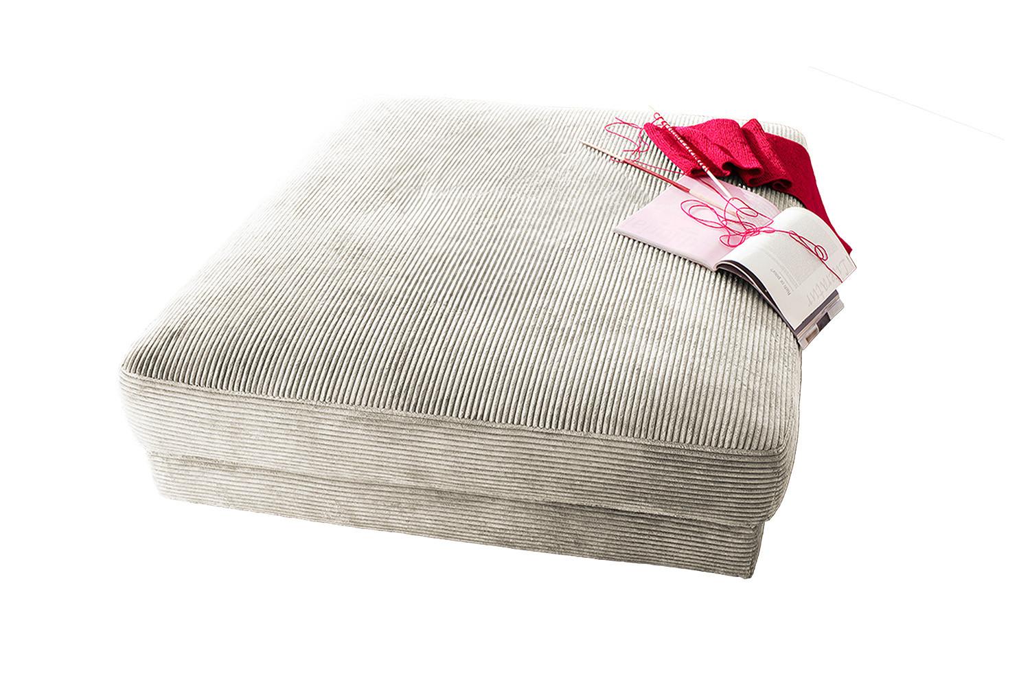 BIG HOCKER MADELINE Cremeweiß Cord - Creme, Textil (120/43/120cm) - KAWOLA