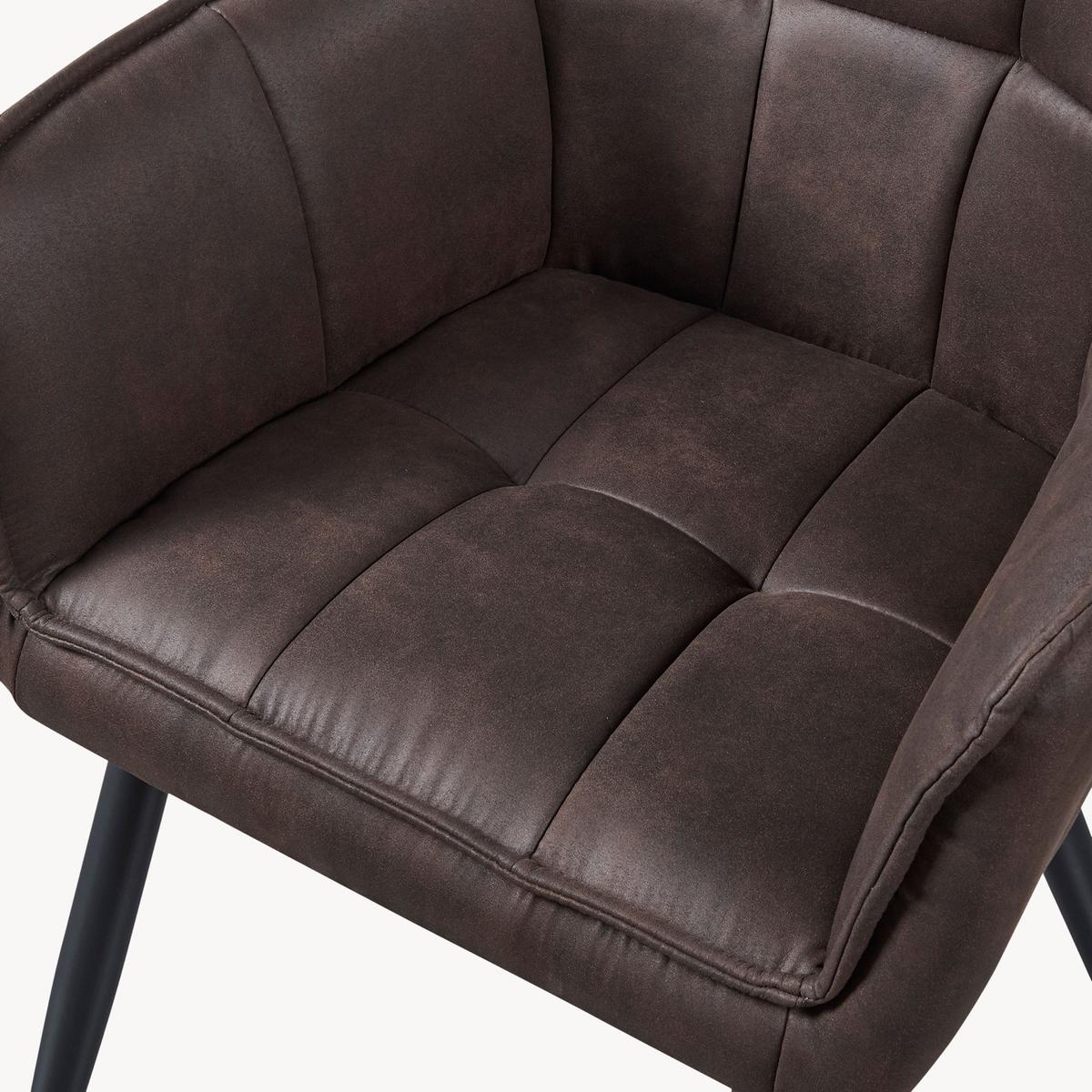 ARMLEHNSTUHL Birmingham - Dunkelbraun/Schwarz, Textil/Metall (60/82/59cm) - [en.casa]