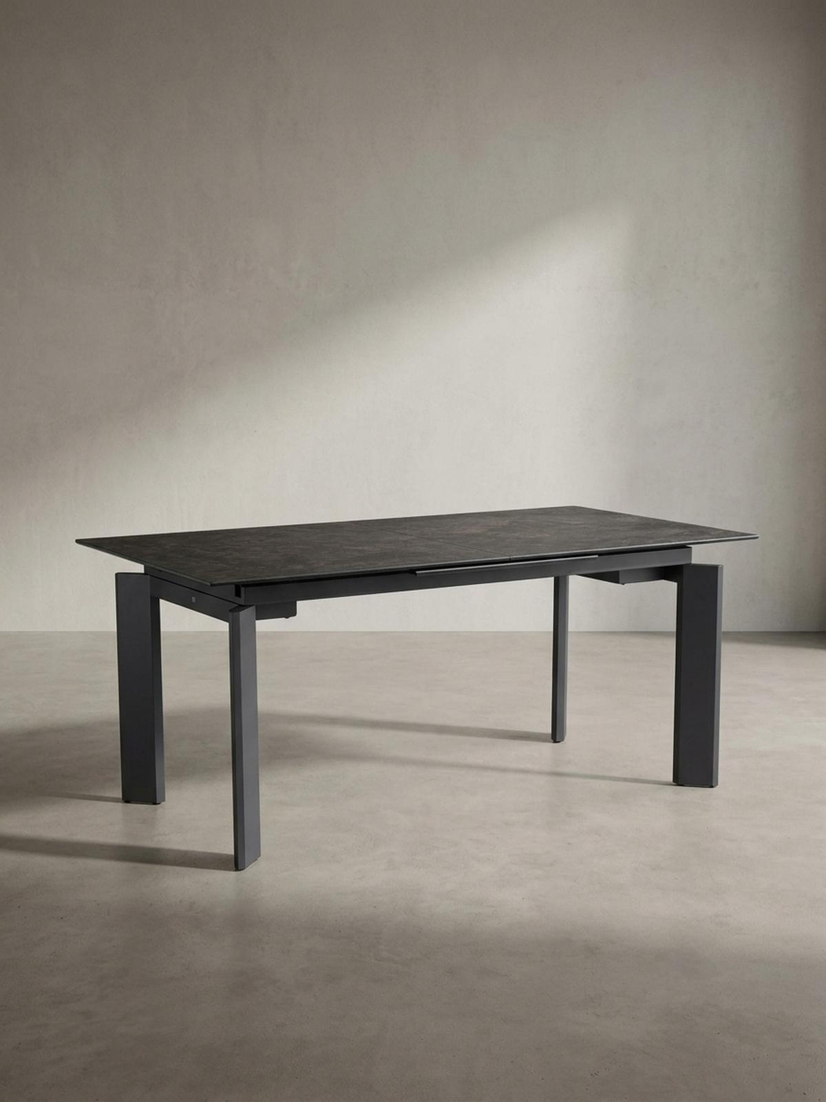 ESSTISCH Ausziehbar Keramik Glas Marmoroptik 180-240 MALTA, Schwarz 180x95x77 cm - Schwarz, Glas/Metall (95/180/77cm) - KADIMA DESIGN