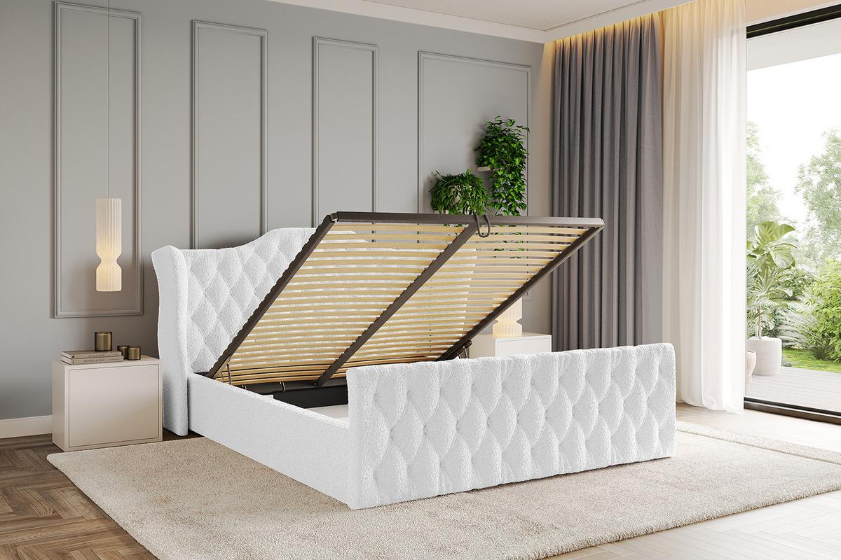 POLSTERBETT mit Bettkasten, Fußteil und Lattenrost, Boxbett mit Matratze H3/H4 - ZORAN-Z 120x200 Weiß - Weiß, Holzwerkstoff/Textil (120/200cm) - ALTDECOR