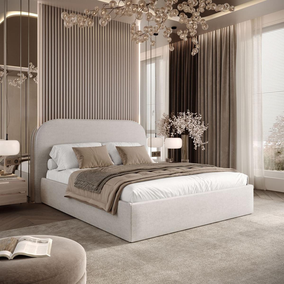 POLSTERBETT OLIMPIA mit Bettkasten 160x200, Perfect Harmony 01 - Naturfarben, Textil (160/200cm) - Lookway