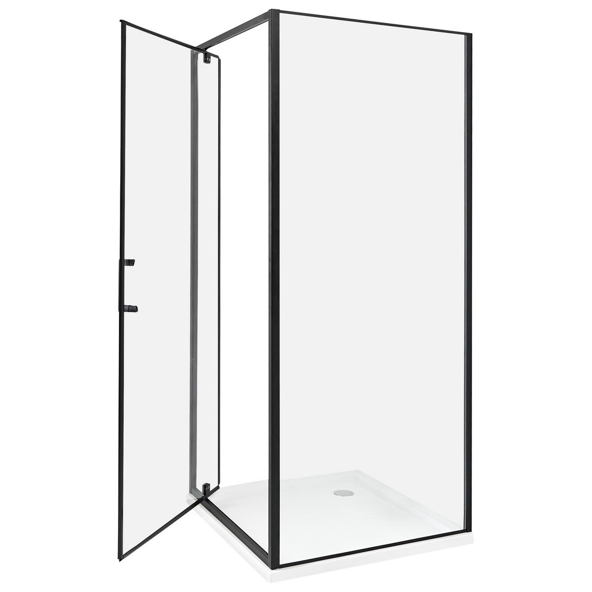 DUSCHKABINE 80/80/185 cm Schwarz Darli - Transparent/Schwarz, Glas (80/80/185cm) - Beliani
