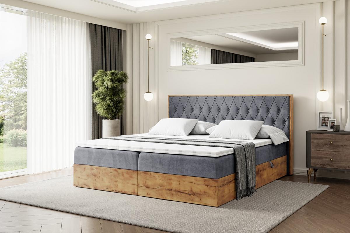 BOXBETT mit Matratze H3 und Lattenrost - LOLLI5 - 140x200 - Dunkelgrau - Dunkelgrau, Holzwerkstoff/Kunststoff (140/200cm) - ALTDECOR