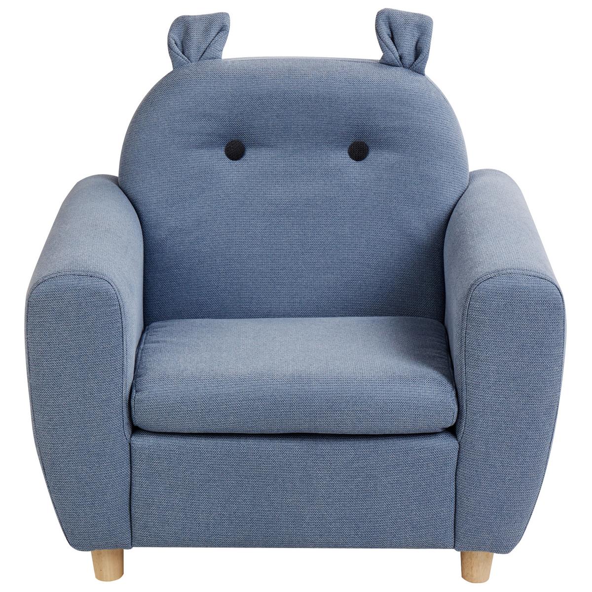 KINDERSESSEL Nilpferd Stoff Blau Maribo - Blau, Textil (61/59/44cm) - Beliani