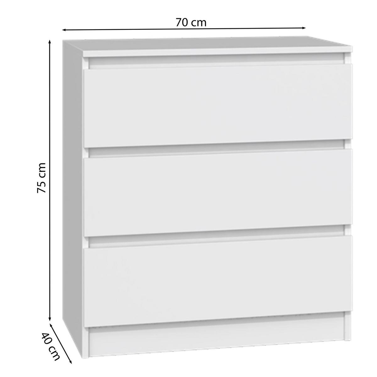 KOMMODE Malwa weiß, 75 x 70 x 40 cm - Weiß, Holzwerkstoff (70/75/40cm) - Selsey