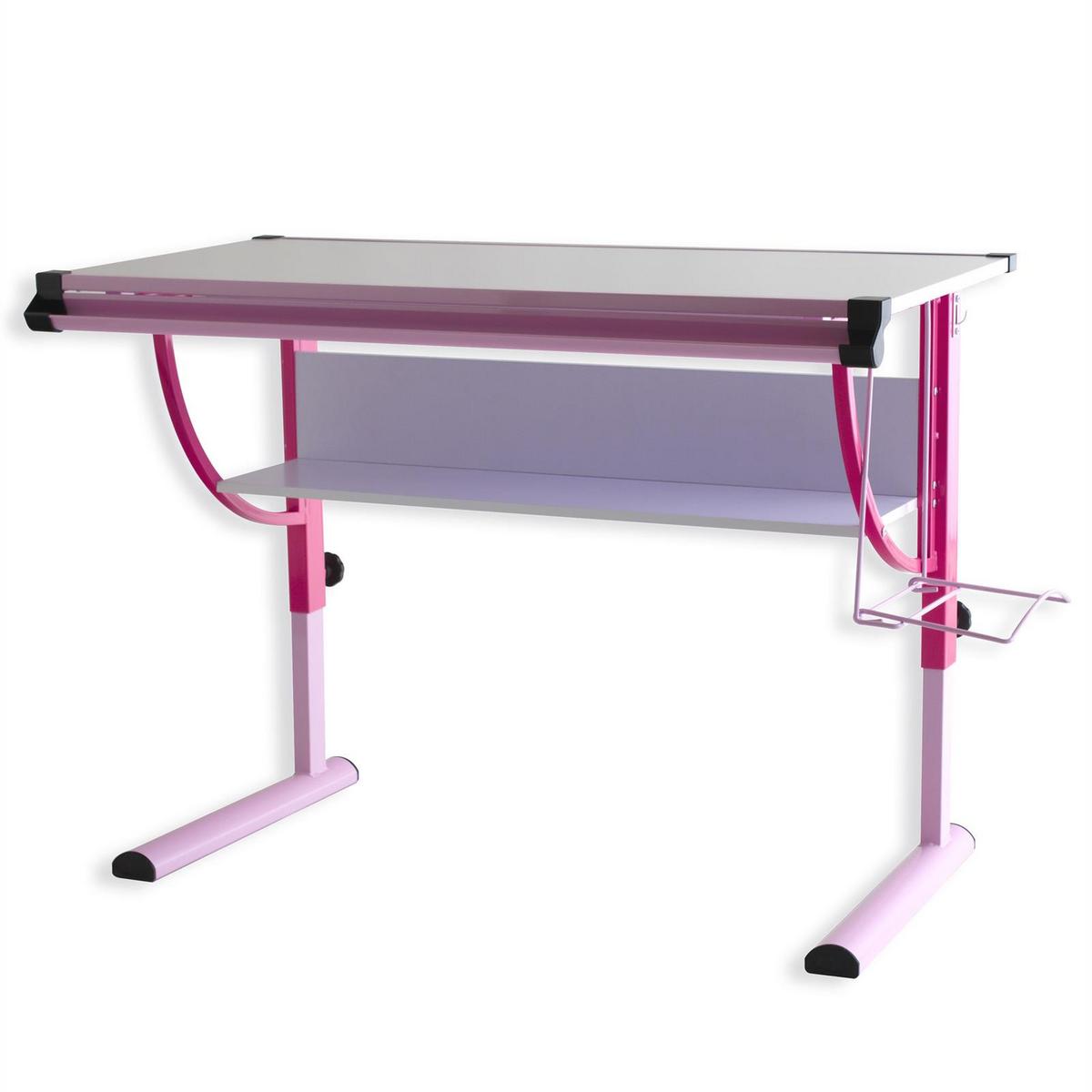KINDERSCHREIBTISCH CARINA - Weiß/Rosa, Holzwerkstoff/Metall (114/90/60cm) - IDIMEX