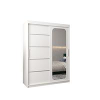 SCHWEBETÜRENSCHRANK 200/150/62 2-türig - Silberfarben/Weiß, Holz/Kunststoff (150/200/62cm) - MÖBEL KRYSPOL