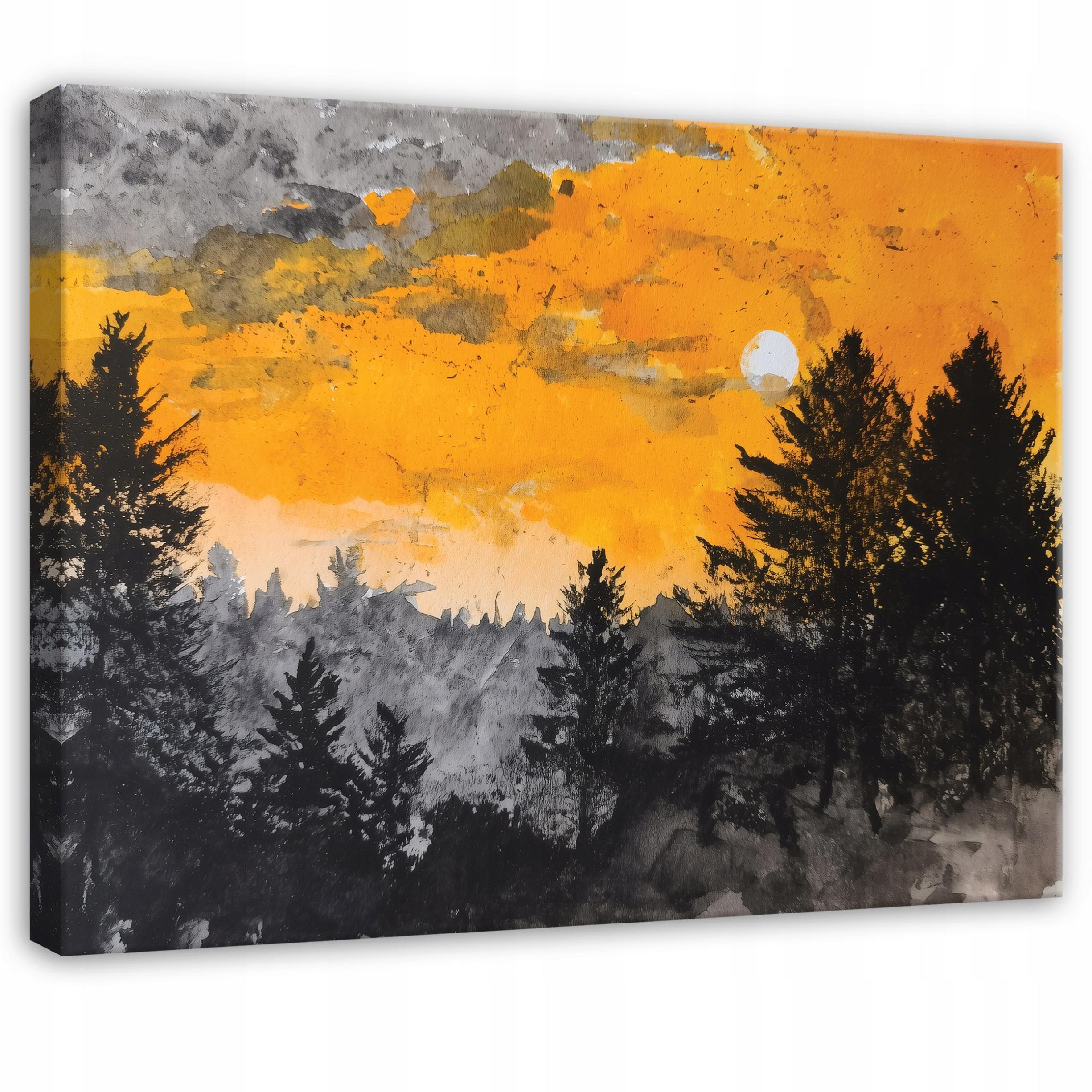 LEINWANDBILD Wald Arbres Orange 120x80 cm - Multicolor, Holzwerkstoff (120/80cm) - Wallarena