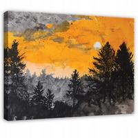 LEINWANDBILD Wald Arbres Orange 120x80 cm - Multicolor, Holzwerkstoff (120/80cm) - Wallarena