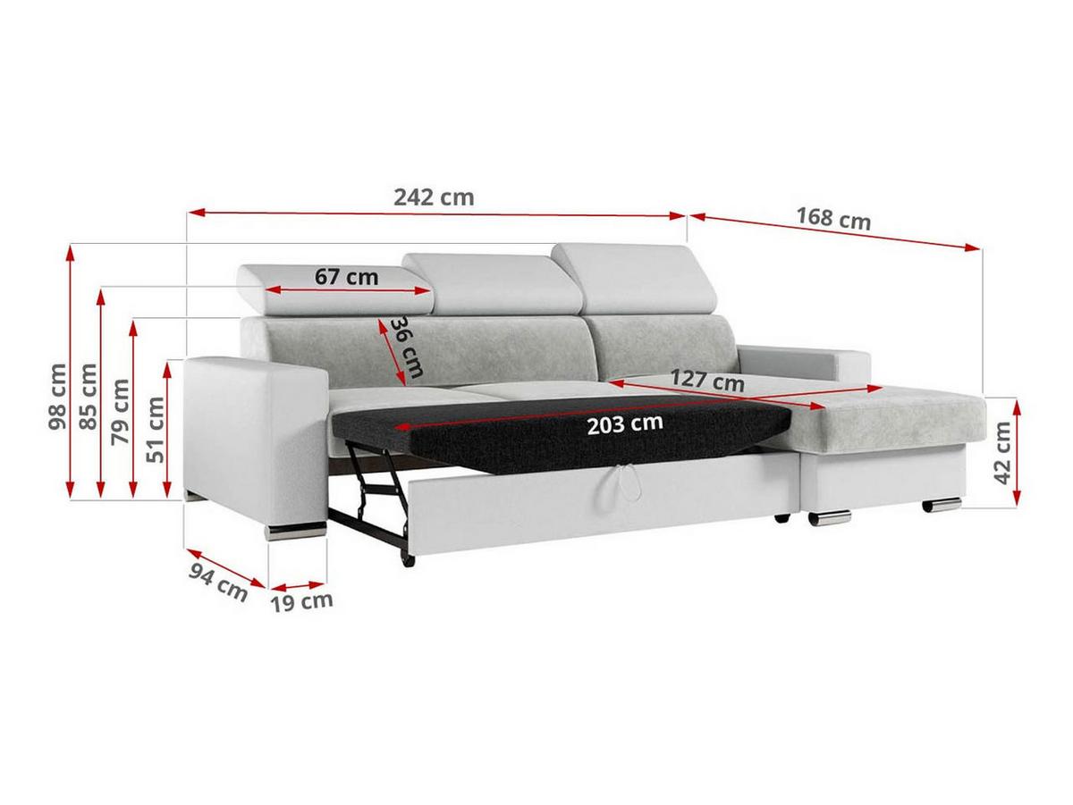 ECKSOFA FOX-L Hellgrau/Weiß - Silberfarben/Hellgrau, Kunststoff/Textil (242/168cm) - MKS