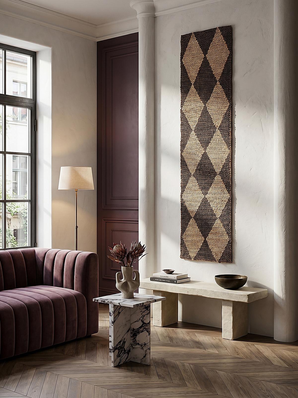 JUTETEPPICH BAIN, mit Rautenmuster, Braun, 80 x 230 cm - Braun, Textil (230/80cm) - KADIMA DESIGN