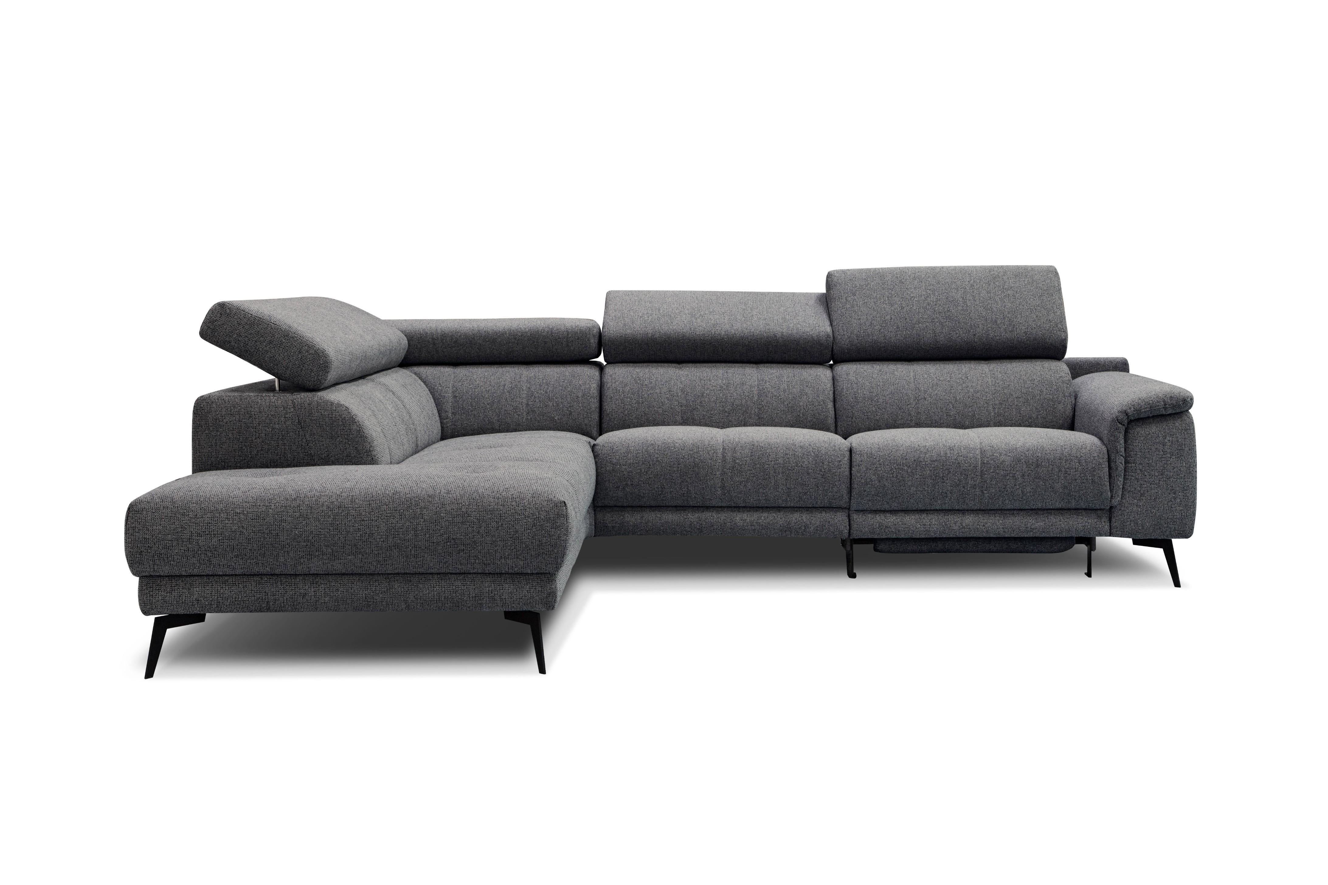 ECKSOFA FIERO 5-Sitzer mit 1 Relaxfunktion, dunkelgrau - Dunkelgrau, Holzwerkstoff/Textil (228/290cm) - Wozimo