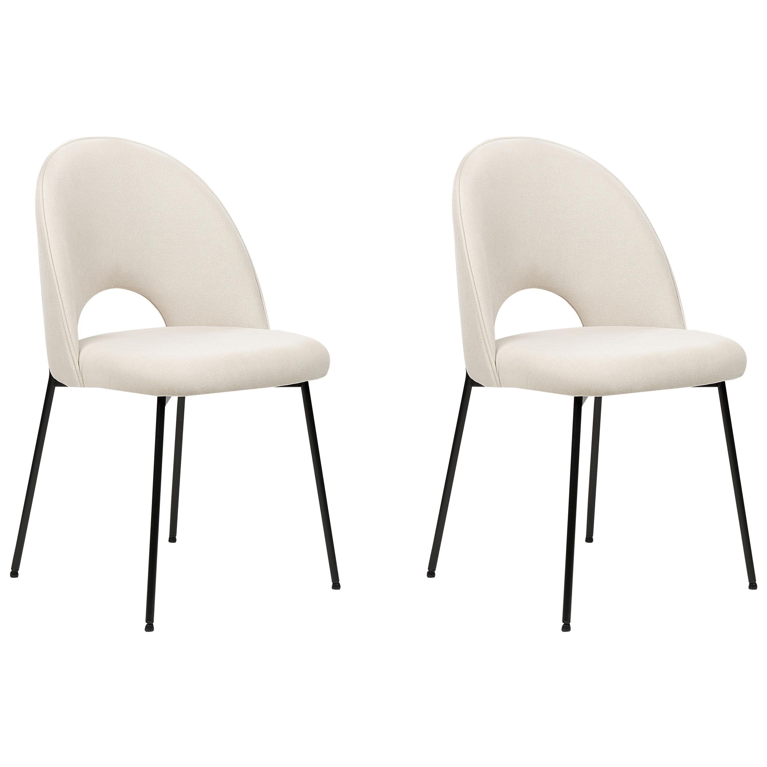 ESSZIMMERSTUHL 2er-Set Samtstoff Beige Covelo - Beige, Textil/Metall (46/84/45cm) - Beliani