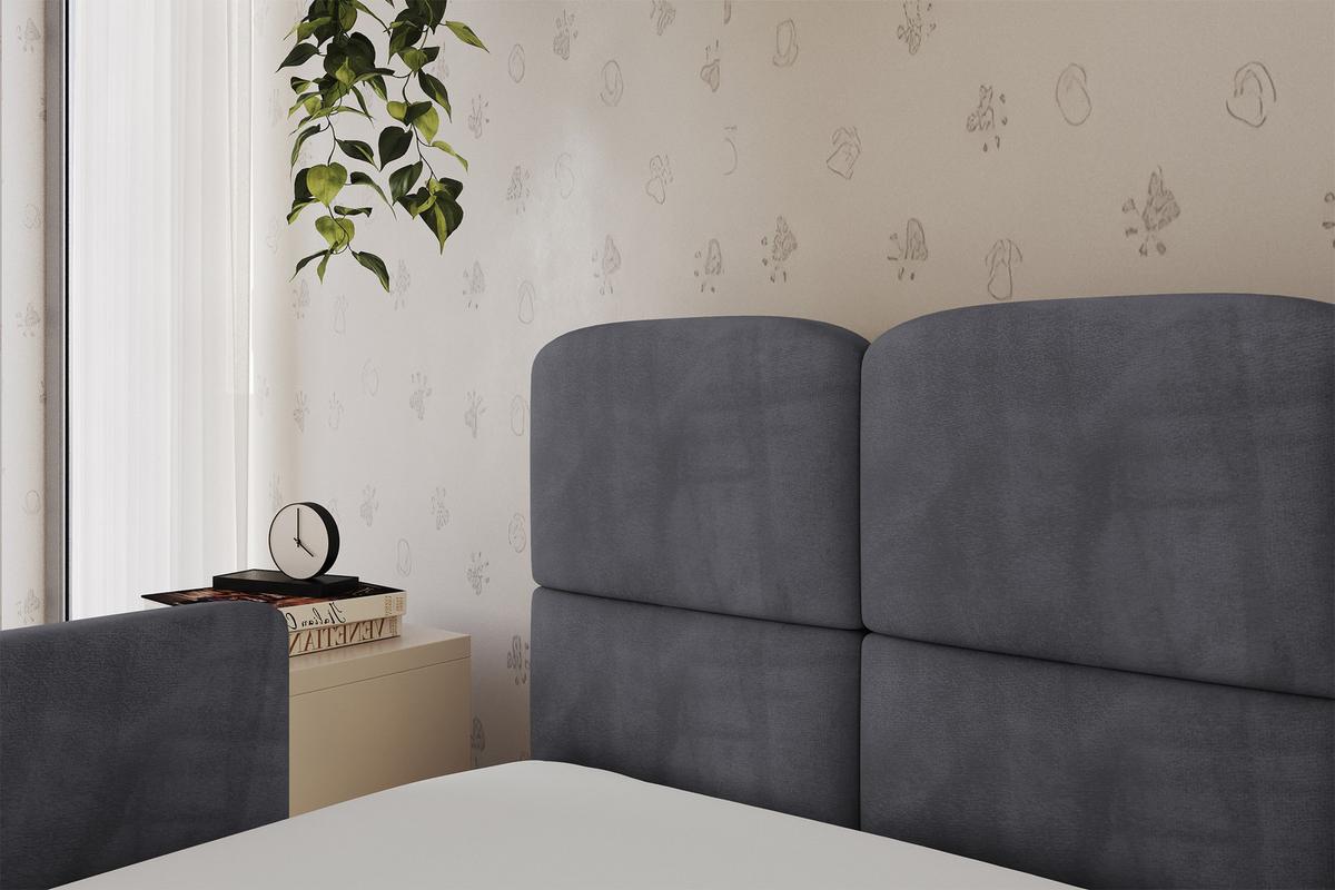 EINZELLBETT Jugendbett mit Bettkasten und Matratze H3/H4, Rechts - KIVY 80x200 Dunkelgrau - Titanfarben, Holzwerkstoff/Textil (80/200cm) - ALTDECOR
