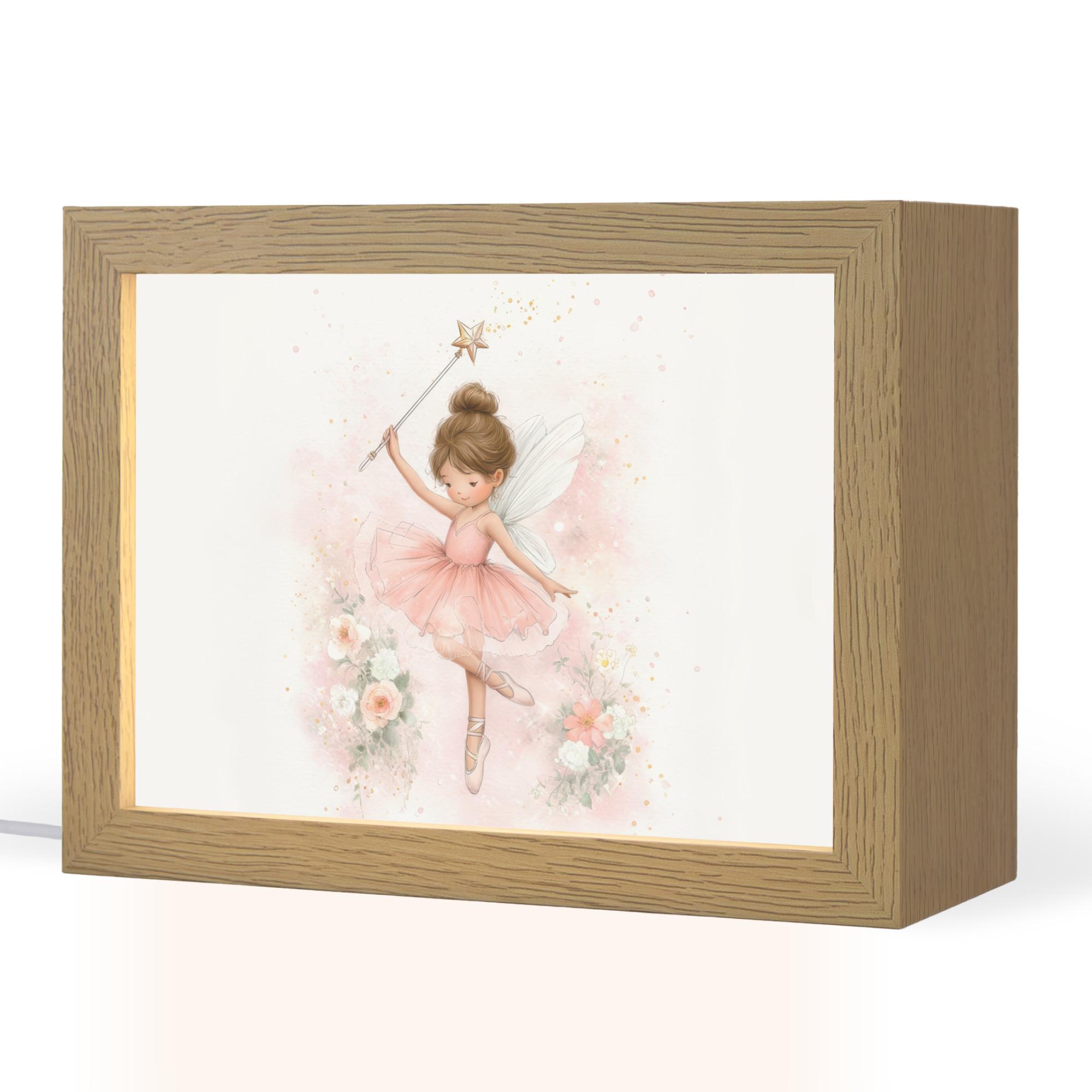 NACHTTISCHLAMPE Ballerina - Fee - Blumen - Rosa 20x15 cm - Rosa, Holzwerkstoff (8/20/15cm) - OnlyWow