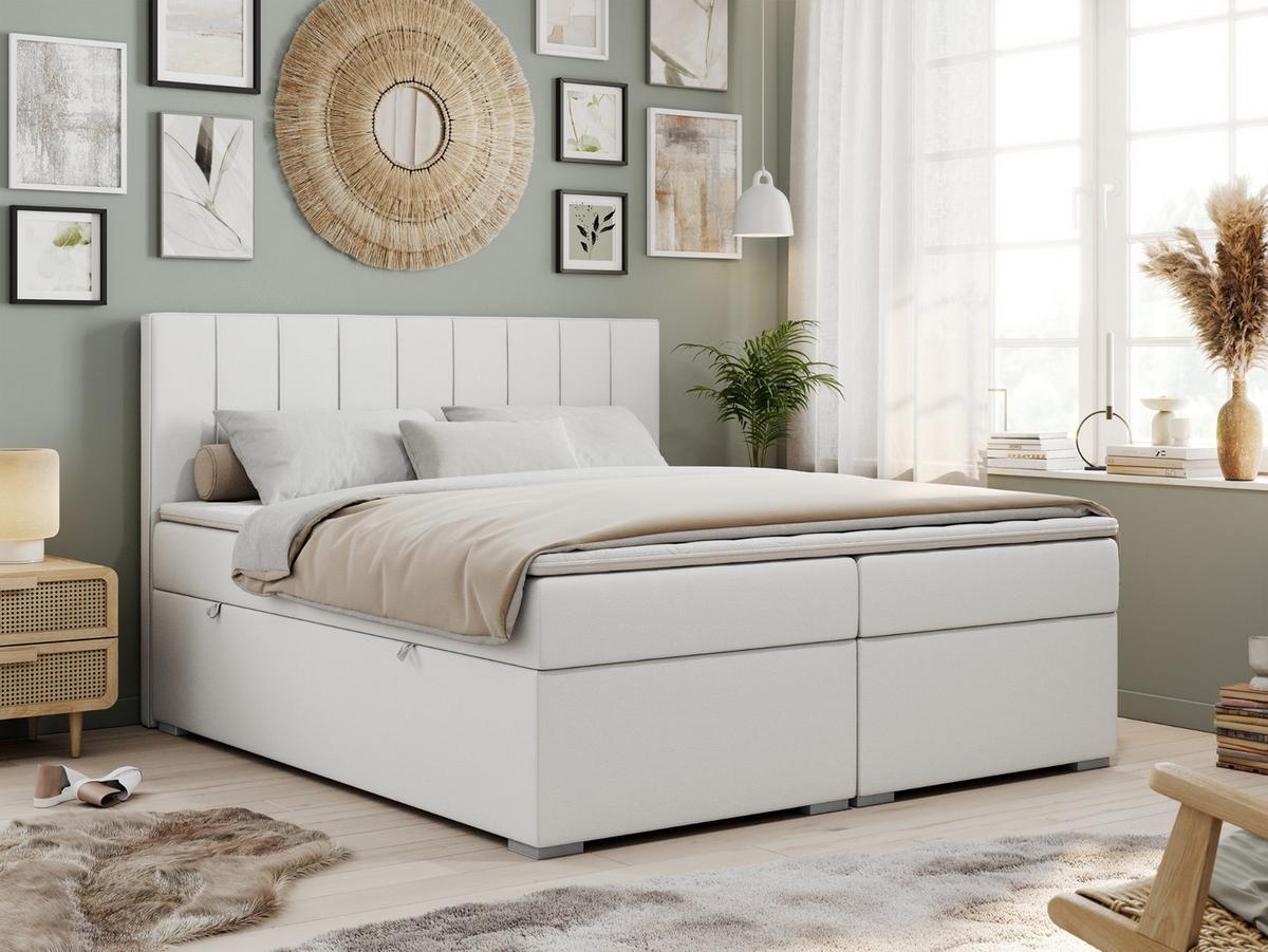 BOXBETT ALLY 120/200 Weiß Kunstleder - H3 - Weiß, Holz/Textil (120/200cm) - MKS