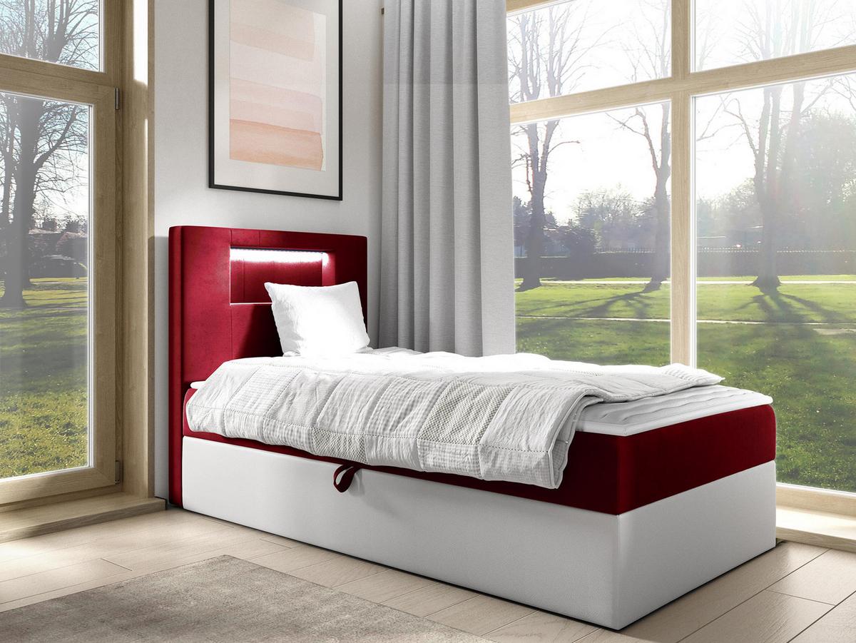 BOXBETT Gold Junior 1, Seite zum Öffnen des Bettkastens: Links - H3 - Rot/Weiß, Holz (100/200cm) - MIRJAN24