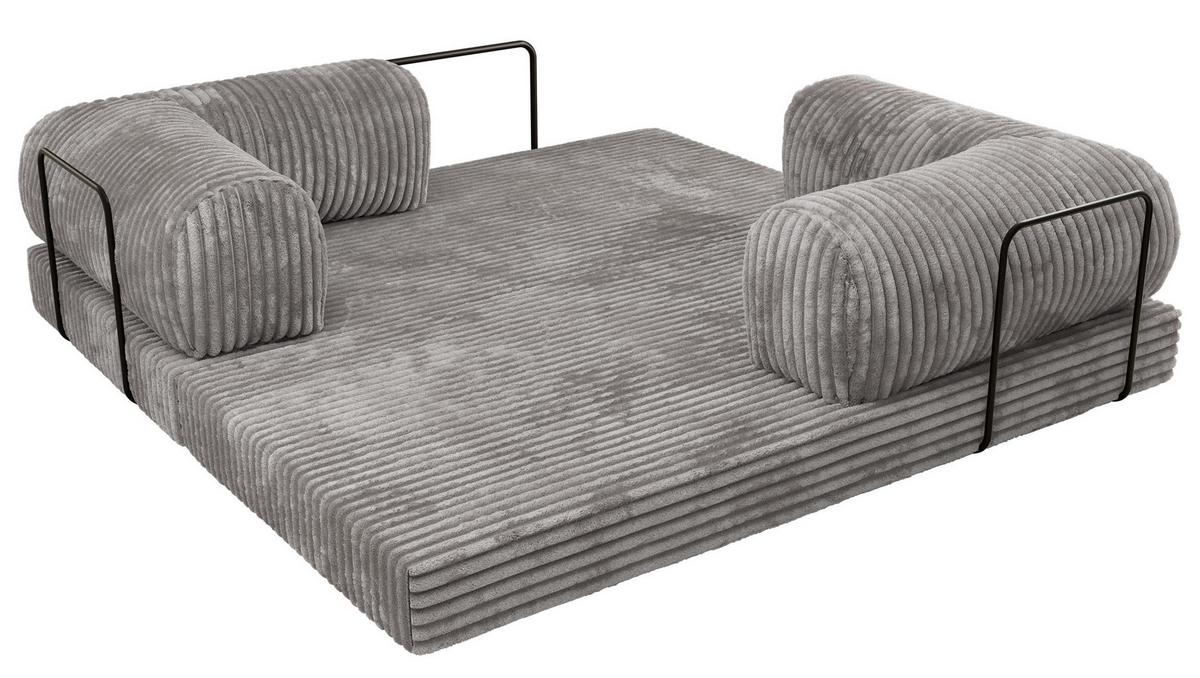 3-SITZER SOFA ORSETTO - Hellgrau Cord - Hellgrau/Schwarz, Textil/Metall (200/70/100cm) - MKS