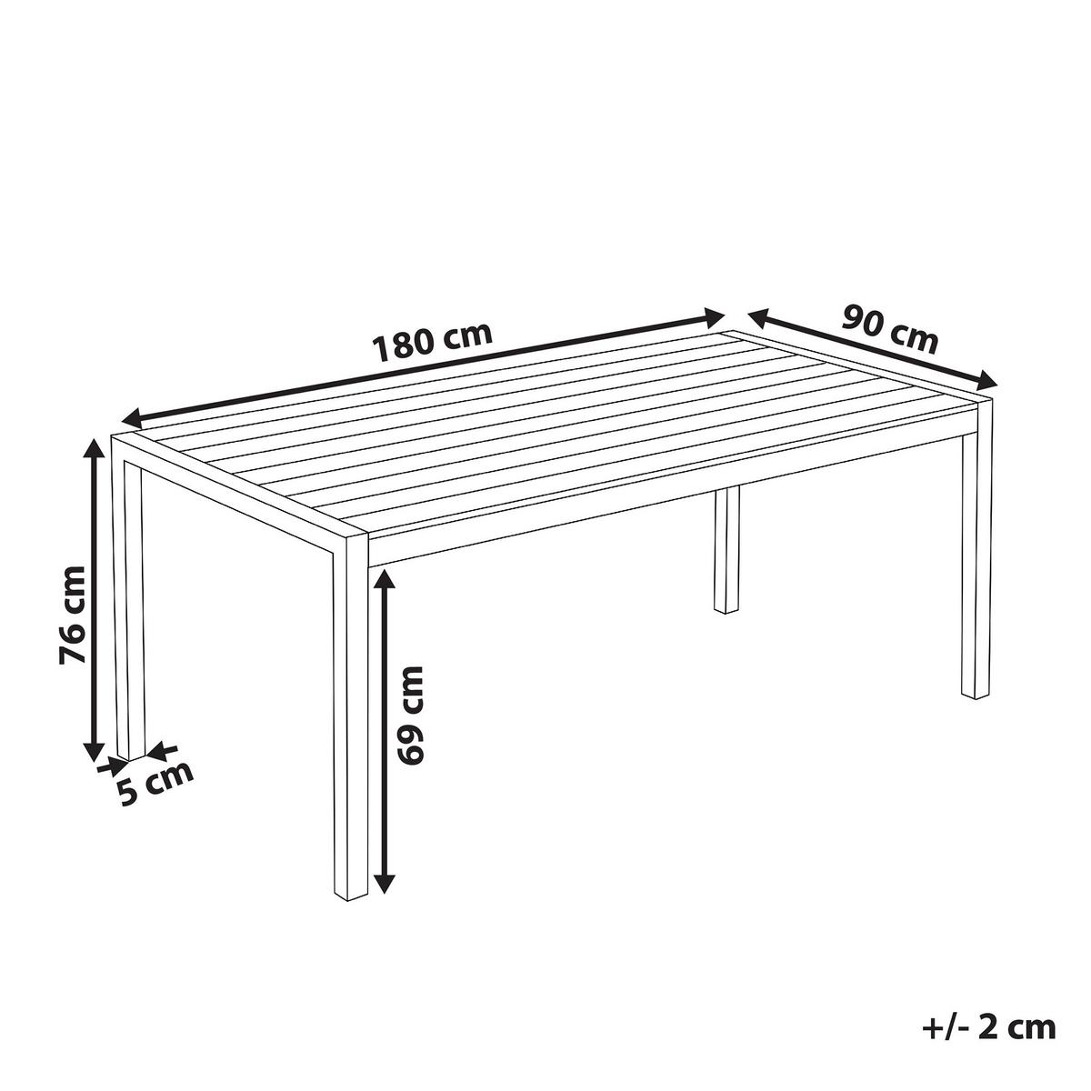 GARTENTISCH Aluminium grau 180/90 cm Vernio - Grau, Metall (180/90/76cm) - Beliani
