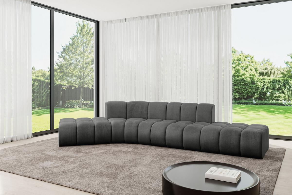 ECKSOFA modulares Sofa Solven-L1 - 380x174x70 cm Dunkelgrau - Dunkelgrau, Holzwerkstoff/Textil (380/174cm) - ALTDECOR
