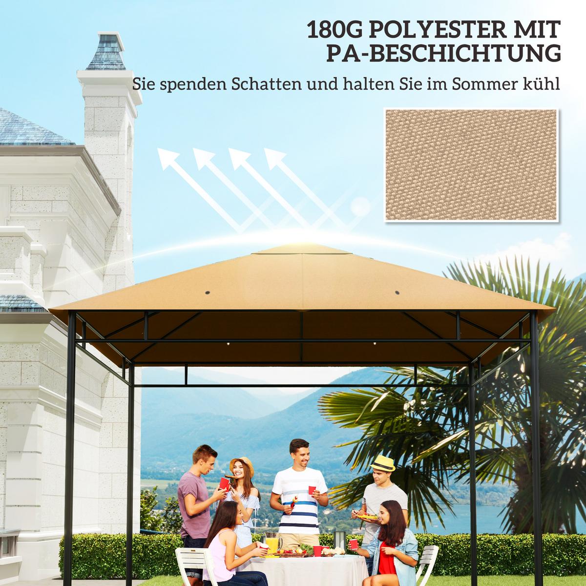 PAVILLONDACH, Sonnenschutz, Beige - Beige, Kunststoff (298/1/298cm) - Outsunny