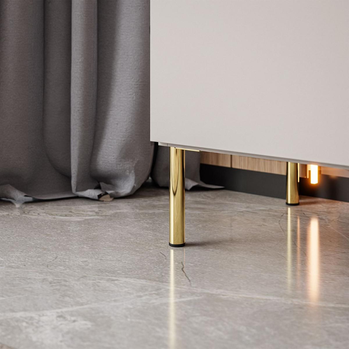 KOMMODE AURORA 3D Kaschmir mit gerade Goldchrom Fuße - Kaschmir/Goldfarben, Holzwerkstoff/Metall (140/91/40cm) - Lookway